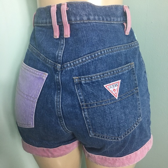 guess color block shorts
